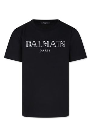 tshirt in cotone nero BALMAIN PARIS KIDS | BV8R51Z0082930BC